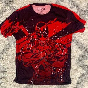 Marvel Deadpool All Over Print AOP Men's Large Red Comic MCU